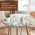 thumbnail image 3 of Spring Floral Round Tablecloth 45-54 Inch Round Fitted Table Cloth with Elastic Edge, Pastoral Summer Botanical Flowers Herb Waterproof Table Cover Protector for Outdoor Picnic Party Dining, 3 of 6