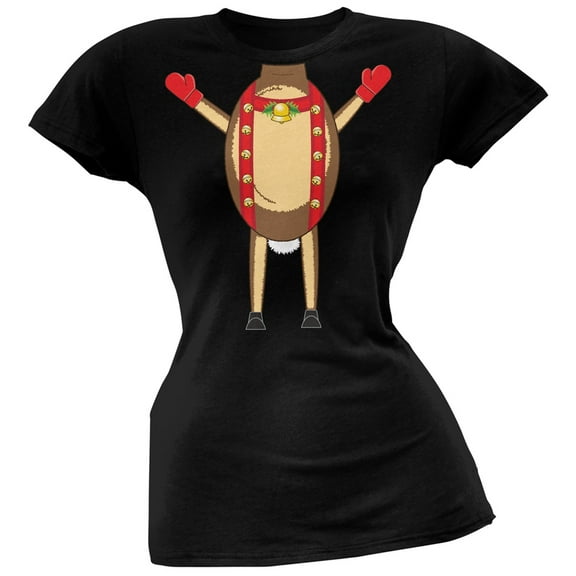 Reindeer Body Costume Black Juniors T-Shirt - 2X-Large