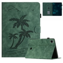 Case for iPad Air 5th/4th Gen 2022/2020 & iPad Pro 11 Inch 2022/2021/2020/2018 Released,PU Leather Embossed Coconut Tree Slim Case with Pencil Holder Card Slot Protective Smart Cover,Green