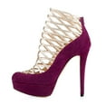 thumbnail image 2 of YDN Women Fashion Caged Strap Closed Toe Sandals Stiletto Platform High Heels Back Zipper Bootie Pumps Sexy Shoes Size 7.5 Purple, 2 of 3