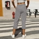 thumbnail image 5 of TaTaai Women's High Waist Linen Pants Elastic Drawstring Waistband with Decorative Ruffles Loose Straight Leg Cropped Length Casual Trousers Featuring Side Pockets Gift, 5 of 7