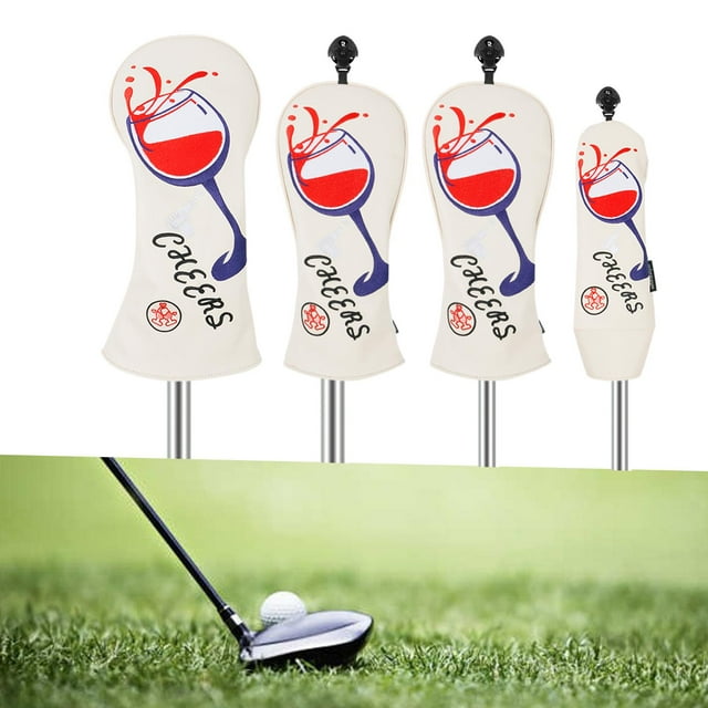 4 fundas de cabeza de golf para palos de golf, funda de madera de golf con etiqueta de número intercambiable, protector impermeable para equipo de Copa Blanca DYNWAVEMX Cubierta de la cabeza del palo de golf