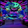 thumbnail image 3 of Mushroom Skull Blacklight Tapestry Made With Thermal Transfer Technology Hand Sewn Soft Colorfast Fluorescent Tapestry For Dormitories Infuse Your Space With Mystique, 3 of 8