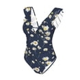 thumbnail image 4 of Yiaed Daisies Flowers Print Women's Ruffled One Piece Swimsuit V Neck Swimwear Slimming Monokini for Woman-Large, 4 of 8