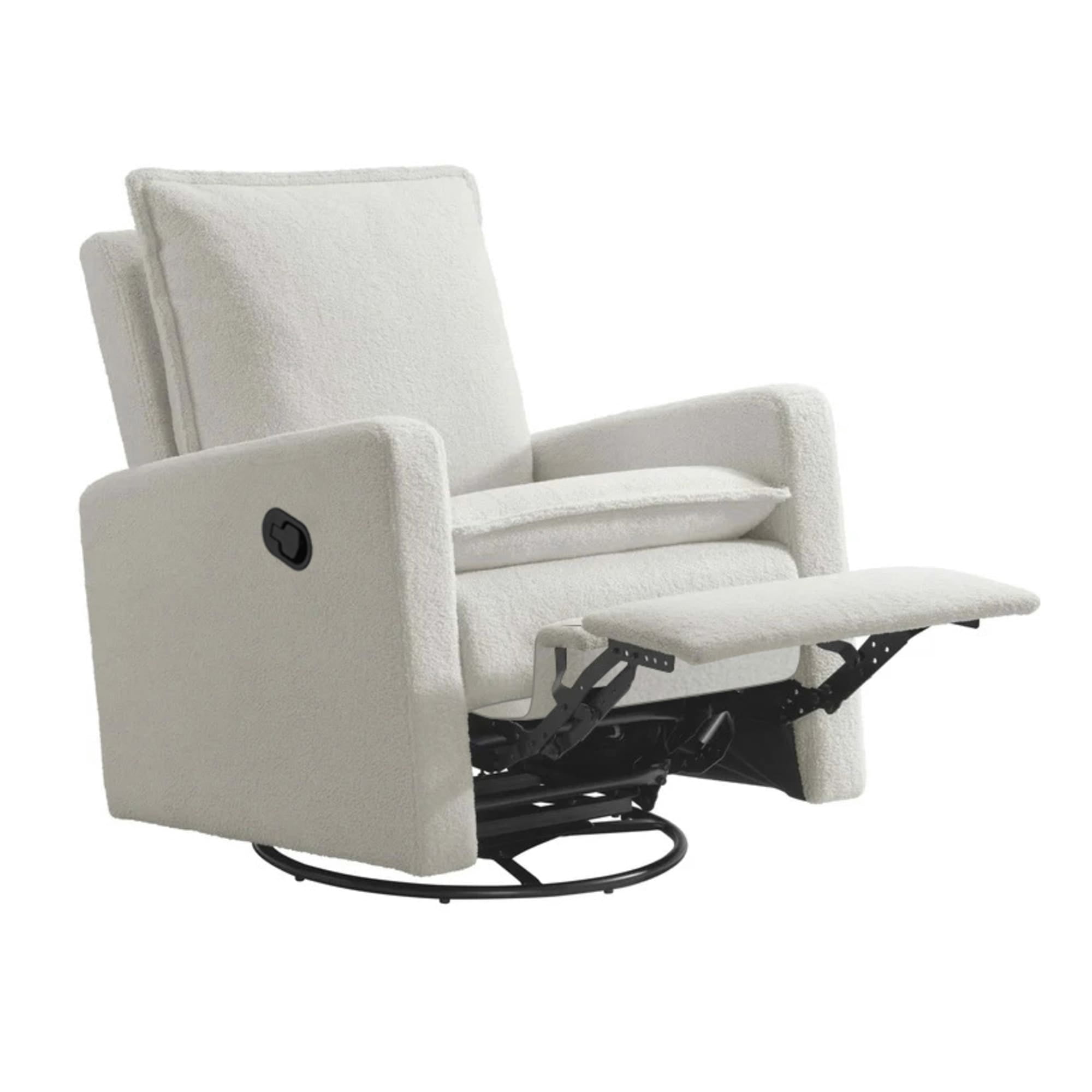 Soho Baby Coventry Upholstered Glider Recliner Rocking Chair 360° Swivel for Nursery and Living Room – Boucle White​