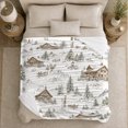 thumbnail image 5 of Snowy Mountain Log Cabin Retreat Scene Winter Skiing, Peaceful Mountain Lake Scene, Warm Flannel Blanket for Cabin and Lodge, Outdoor Lovers Friendship Gift, Artistic Home Decor, 5 of 9