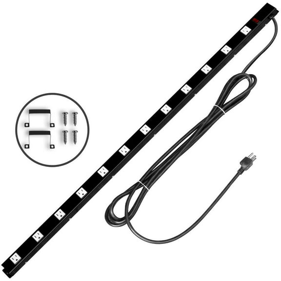 Kasonic 12-Outlets ETL Certified Power Strip, With 15ft Extension Cord, Heavy Duty Metal Plug Extender