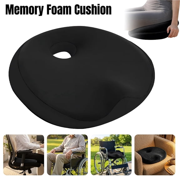 Hendoct Memory Foam Seat Cushion Black 3 In 1 Hip Spine Relief For Office Chair Wheelchair Car
