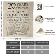 20th Wedding Anniversary Blanket Gift for Couple Wife Husband Her Him 20 Year Marriage,Christmas Valentines Day Gifts for Wife Romantic Throw Blankets