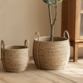 thumbnail image 5 of RotHome 12x10 Decorative Wicker Storage Basket for Home Decor, Round Woven Dog Toy Bin with Handles, Bathroom Towel Holder, Jute Plant Pot Cover for Indoor Shelf Closet Organization, 5 of 9