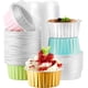 thumbnail image 1 of POWKOL Moldes desechables para ramequines, 5 colores surtidos, 25 mini moldes de aluminio para hornear con tapas, moldes para cupcakes, moldes para tartas de queso, moldes para flan, recipientes de, 1 of 6