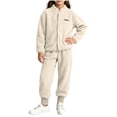 thumbnail image 3 of Acaics Girls' 2 Piece Fleece Tracksuit Set: Stand Collar Button Up Long Sleeve Jogger Outfit, Warm Loungewear for Girls Ages 1–10, 3 of 8