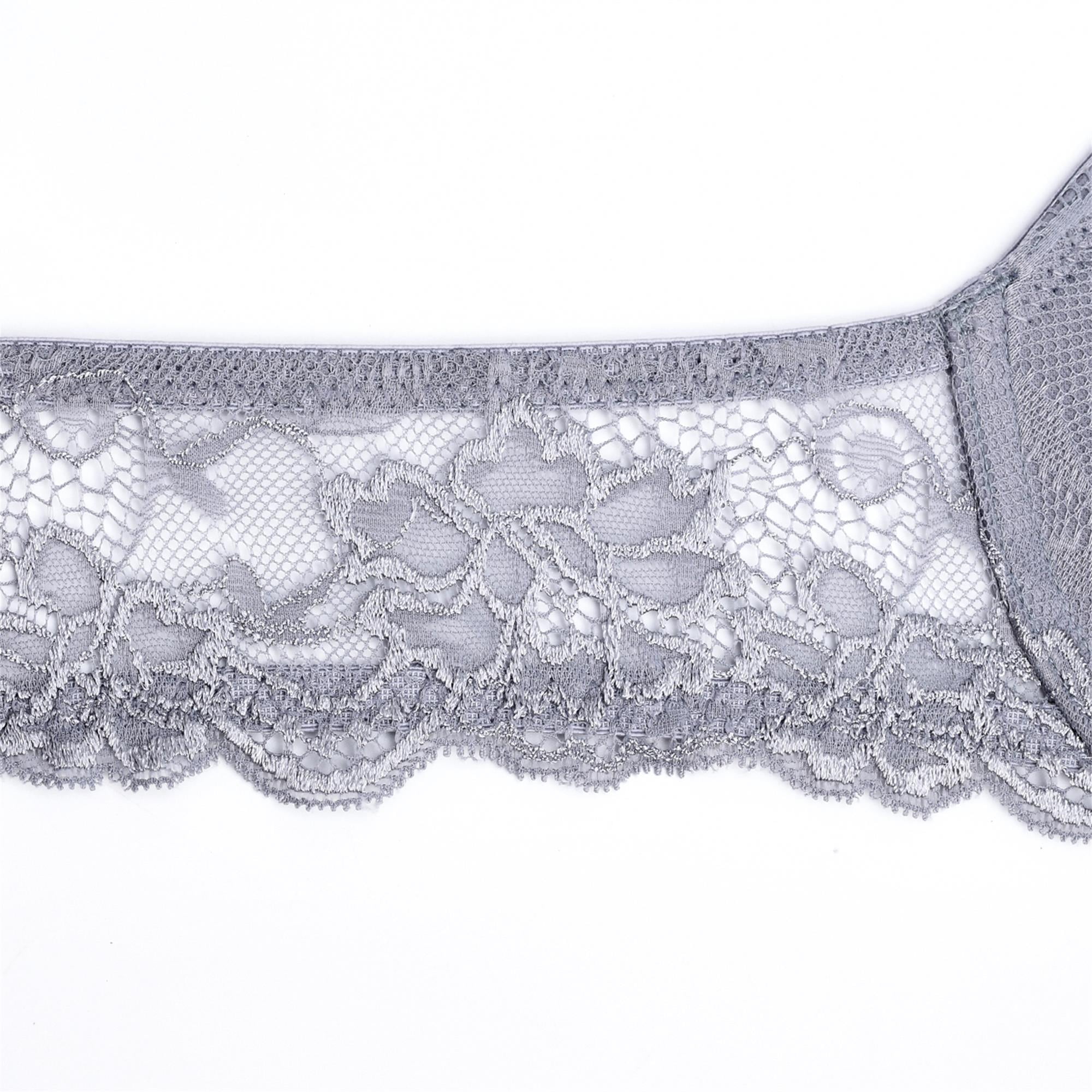 Wingslove Women's Push Up Sexy Lace Padded Plunge Underwire Lift Up Bras Add 1 Cup Boost Brassiere,Gray 32C