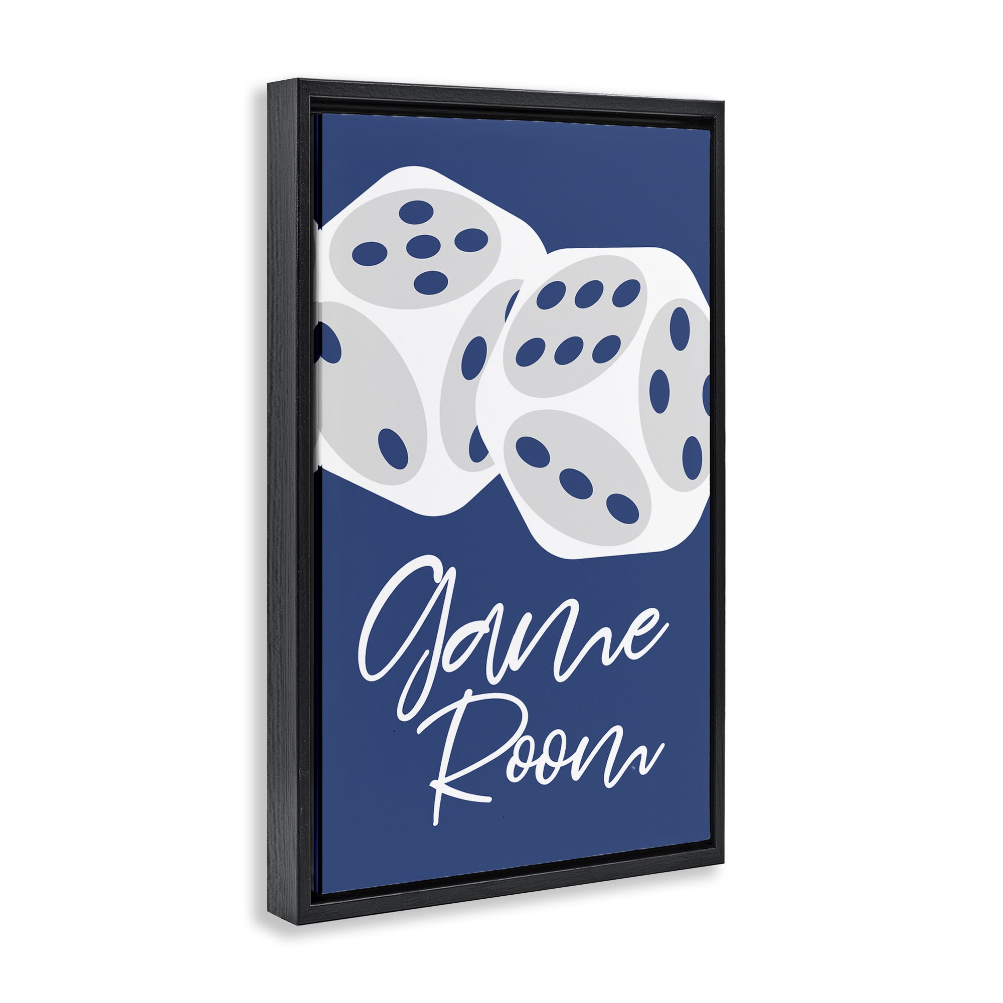 Stupell Industries Game Room with Dice Entertainment Painting Black Floater Framed Canvas Art Print Wall Art, 21 x 31