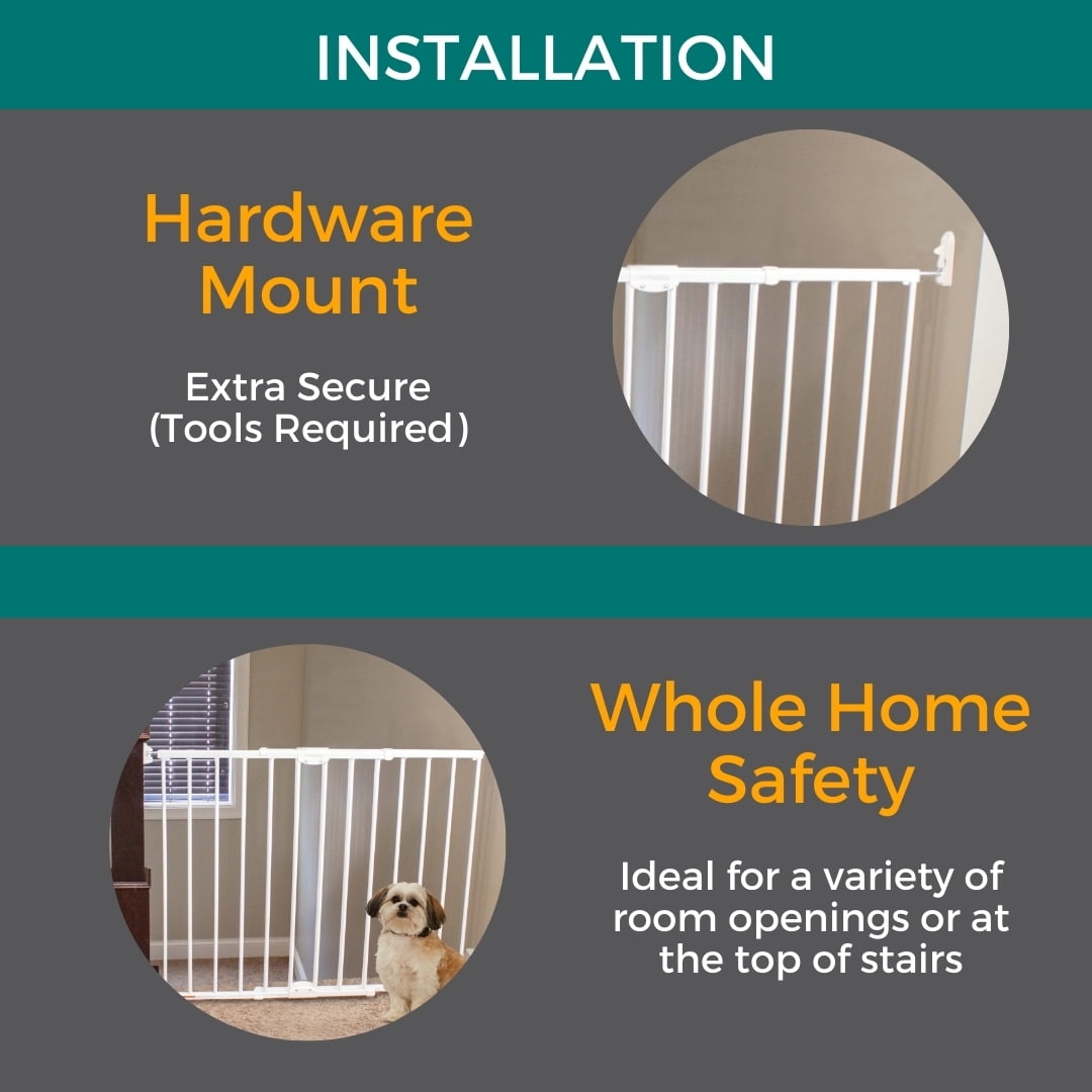 North States MyPet Wide Metal ClearPath Staircase and Hallway Pet Gate, Expands to 47.85" Wide