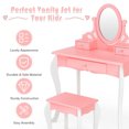 thumbnail image 5 of Kids Vanity Princess Makeup Dressing Table Stool Set with Mirror and Drawer-Pink, 5 of 5