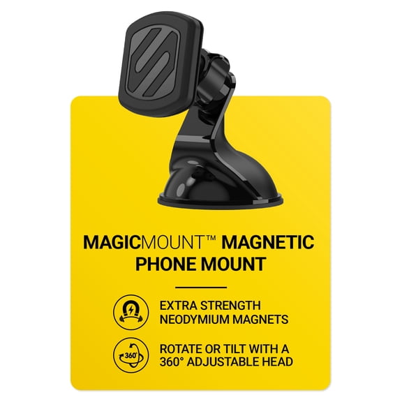Scosche MagicMount Magnetic Suction Cup Dash Window Mount w/ Strong Magnet & Thick Metal Plate MXWSM