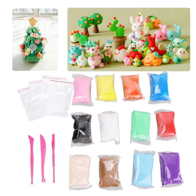 Foam Clay, Develop Children's Potential Ultra Light Soft Air Dry Clay 12 Color With Utility Knife For Kids