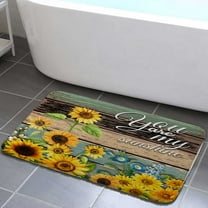 Sunflower Bath Mats, Yellow Floral Rustic Farmhouse Bathroom Mat, You are My Sunshine Bathroom Rug, Sunflower bath mats for bathroom non slip for Kitchen Bedroom Indoor decor 17x29in
