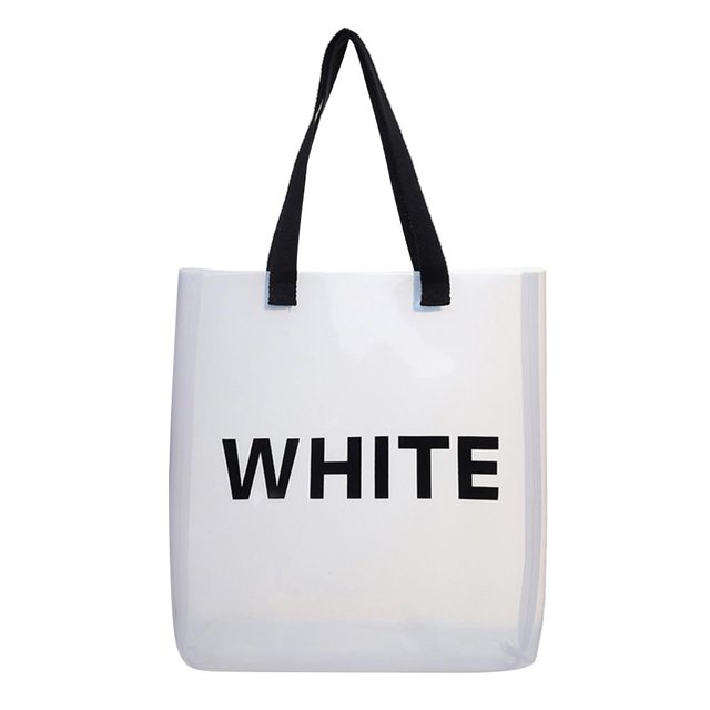 Bolsa de compras de PVC transparente para mujer, bolsos de hombro para viajes en la playa (blanco) Tmvgtek Oficina Multiescena Multifunción