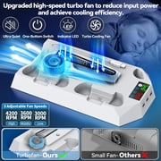 PS5 Cooling Stand with Turbo Fan - 2 USB Ports, Headset Holder & Remote Slot - Fits PS5 Slim/Disc/Digital (2023/2020) - 3-Speed Cooling Docking Station