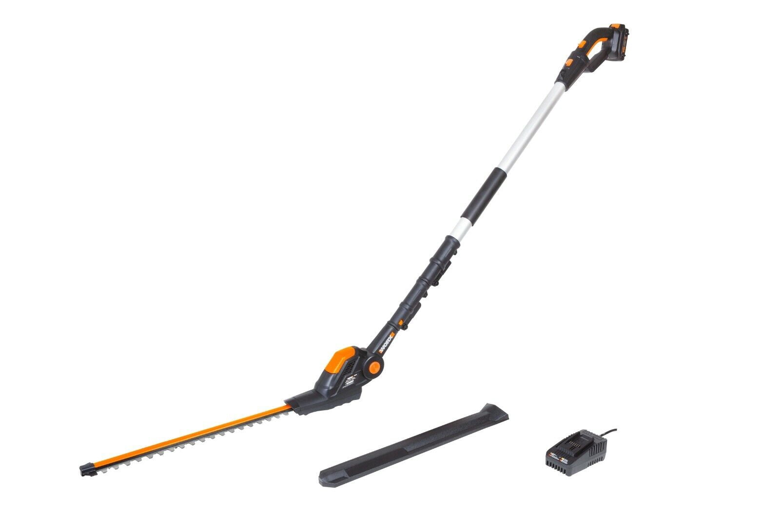 Restored Worx WG252 20" - 20V Pole Hedge Trimmer with 13' Reach, 10-Position Head, Rotating Handle (Refurbished)