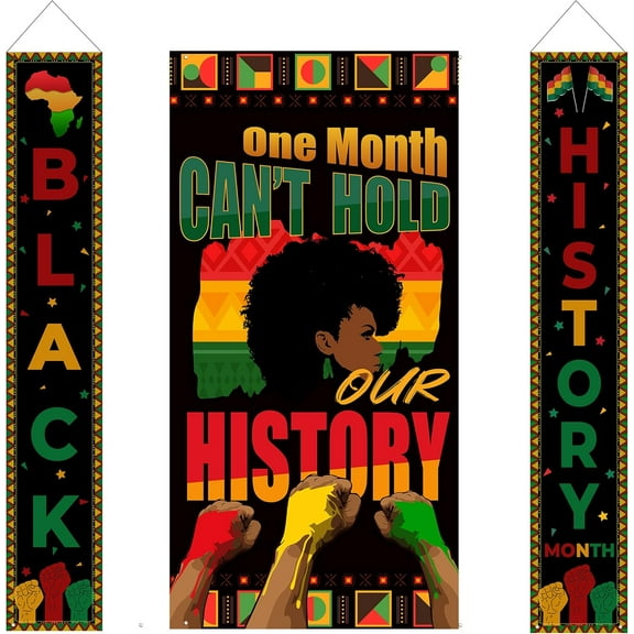 3pcs African Black History Month Porch Banner for School Classroom