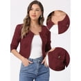 thumbnail image 2 of DARING DIVA Women's Collarless 3/4 Sleeve Denim Jackets M Purple Red, 2 of 6