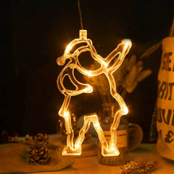 Acheter Pwichdn Noël LED étoile cloche bonhomme de neige Père Noël ventouse  fée lumière maison fenêtre décor