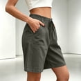 thumbnail image 5 of Jewelreauty Linen Summer Shorts for Women Casual with Pockets Loose Fit Drawstring Elastic Waist Sweatshorts (XL, Dark Gray), 5 of 6