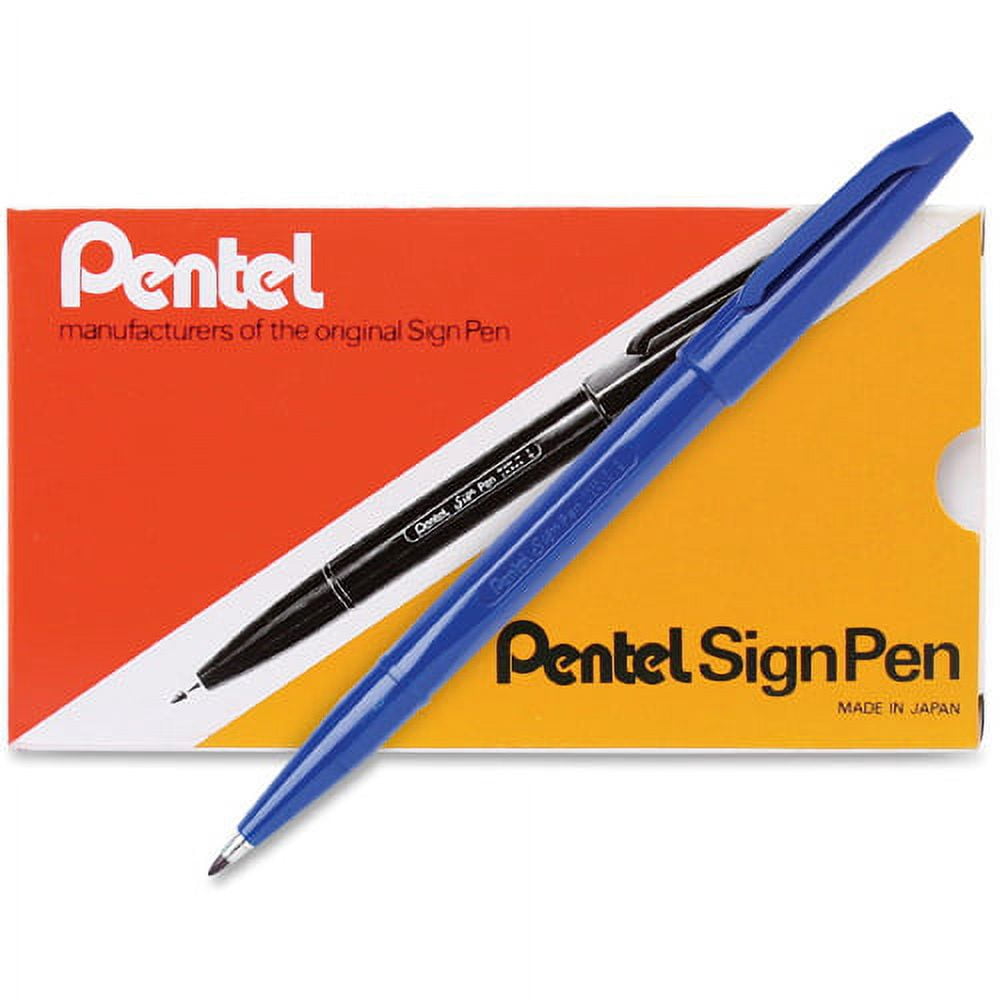 Pentel Fiber-tipped Sign Pens Bold Pen Point - Blue Water Based Ink - Fiber Tip - 12 / Dozen