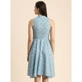 thumbnail image 4 of Moomaya Womens V Neck Printed Dress, Sleeveless Knee Length Smocked Dress, 4 of 9