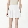 thumbnail image 3 of Women Girls Short Skirts High Waist Pleated Skater Tennis Skirt Summer Solid Color Cotton Linen Skirt Anti-Exposure Safety A Line Mini Skirts, 3 of 9