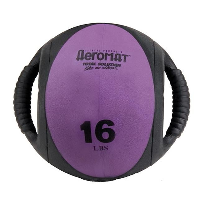 Aeromat Dual Grip Fitness Power Medicine Ball - 12 lb. Black/Teal with Dual Grip Power Medicine Ball, 9cm/16-Pound, Black/Purple