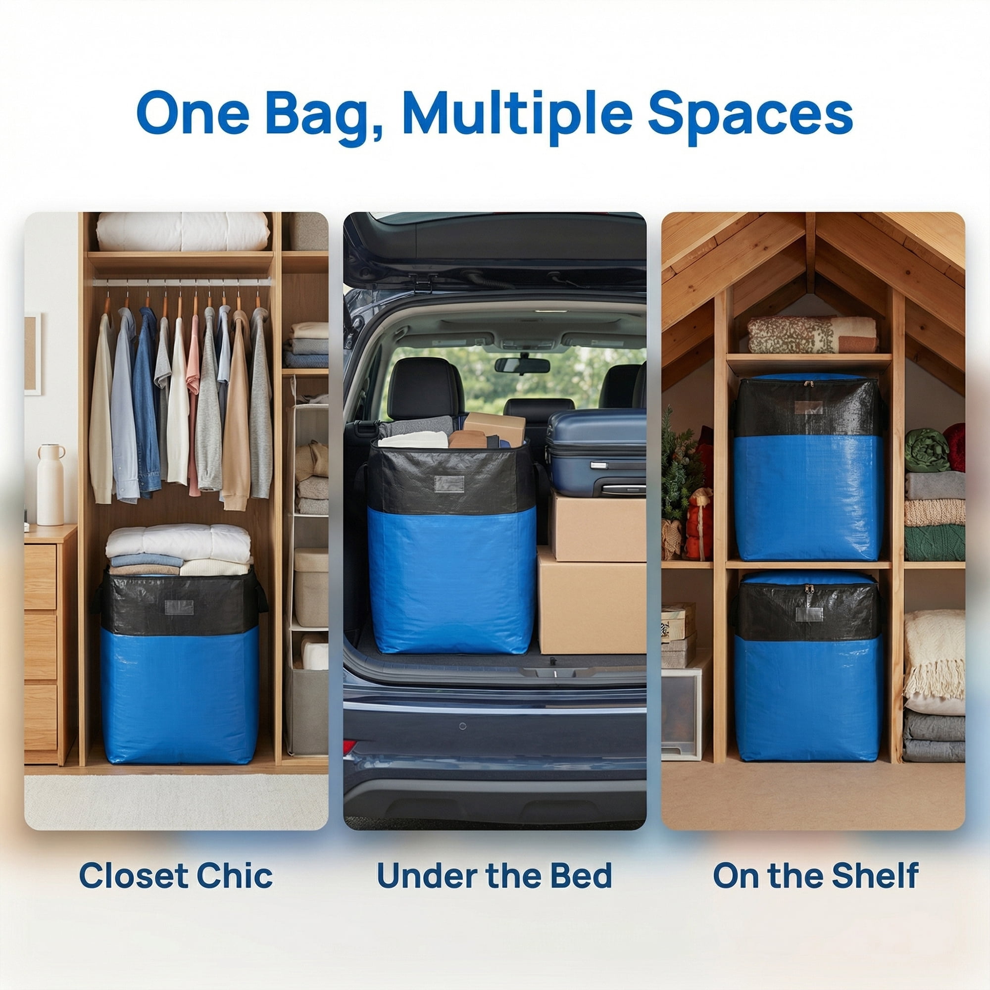 Unique Bargains Storage Bags for Organizing Closet Organizers Blue 19.7"x19.7"x28.3"