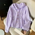 thumbnail image 3 of Lenpel Womens Button down Shirts Striped Casual Long Sleeve Hooded Tops with Pockets Fashion Fall Outfits, 3 of 4