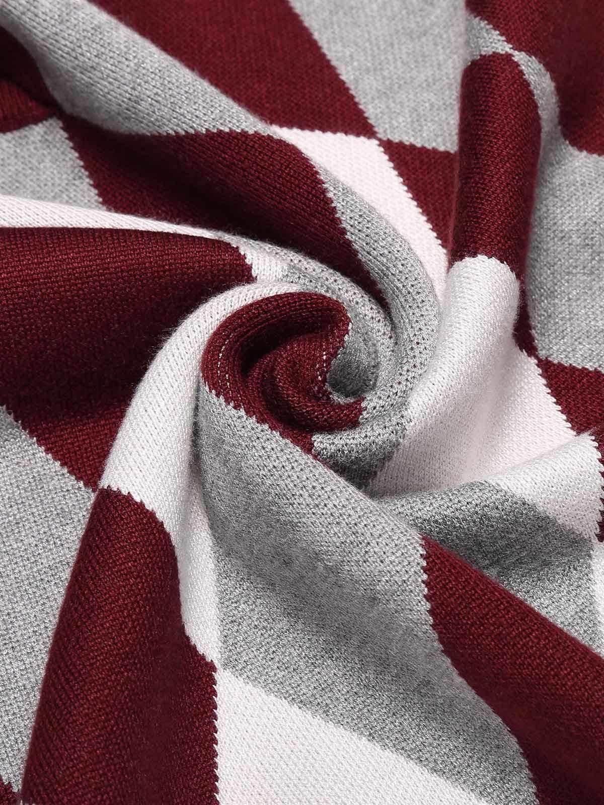 Coofandy Men's Casual Slim Fit V-neck Rhombus Business Knitwear Sweater Vest,X-Large,Wine Red