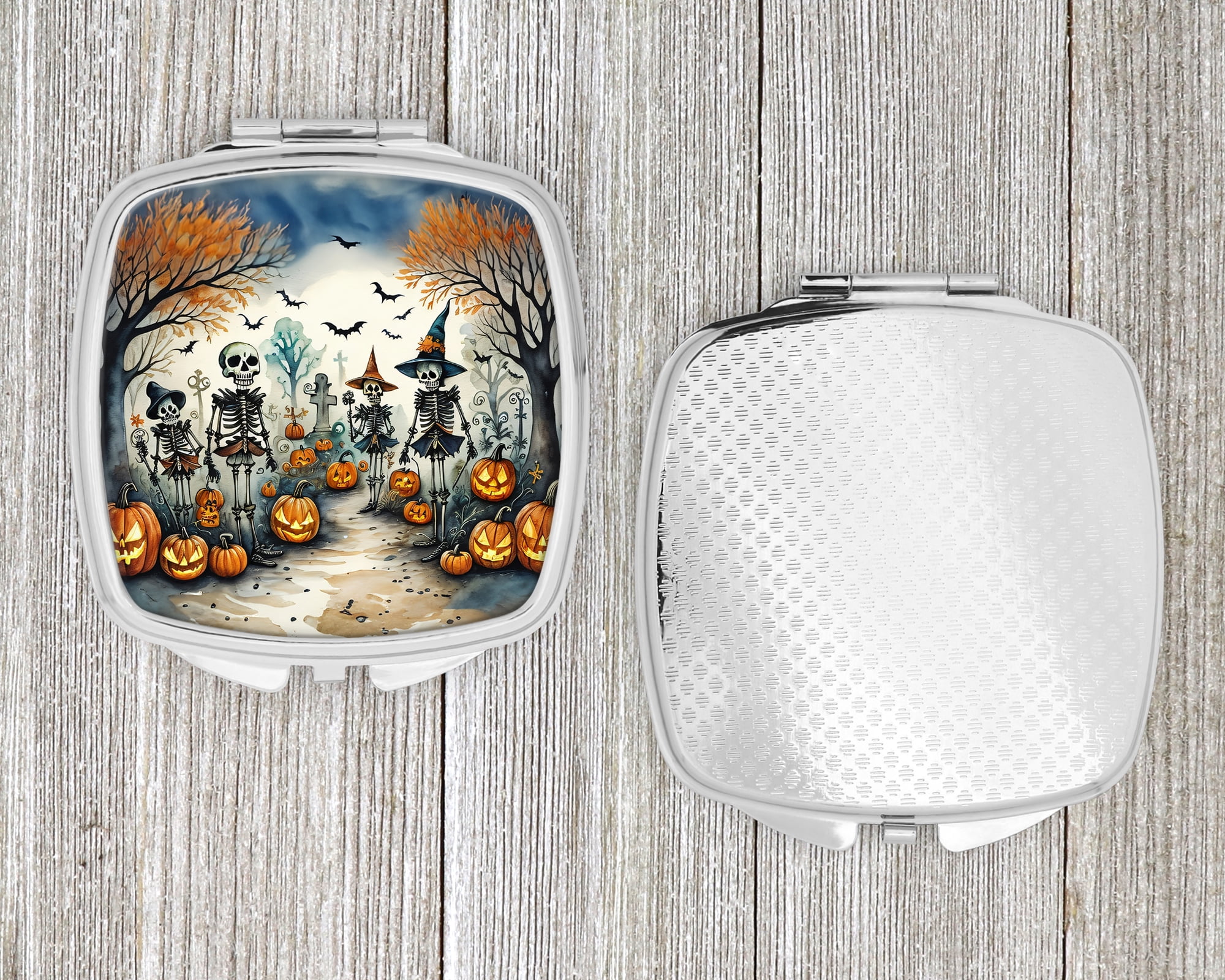 Calacas Skeletons Spooky Halloween Compact Mirror 2.75 in x 3 in