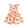 thumbnail image 1 of Robes Décontractées pour Bébés Filles Été Imprimé de Fruits Col Rond Sans Manches Robe de Fête Mode Urbaine, Orange, 9-12 Mois, 1 of 9