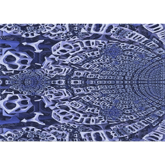 Ahgly Company Machine Washable Indoor Rectangle Transitional Sky Blue Area Rugs, 6' x 9'
