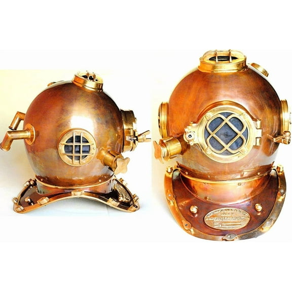 Vintage Collection Antique Nautical Brass Divers Helmet Copper Finish