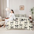 thumbnail image 4 of Manfei Girls Black Letter Monogrammed H Bedding Comforter Set 7-Piece,Kids Teens Ribbon Bow Knot Polka Dots King Bedding Sets,Breathable Home Decor, 4 of 7