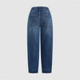 thumbnail image 6 of Women's High Waist Loose Straight-Leg Jeans - 9/10 Length With Pockets Moderate Stretch Denim Pants, Blue Size L, 6 of 7