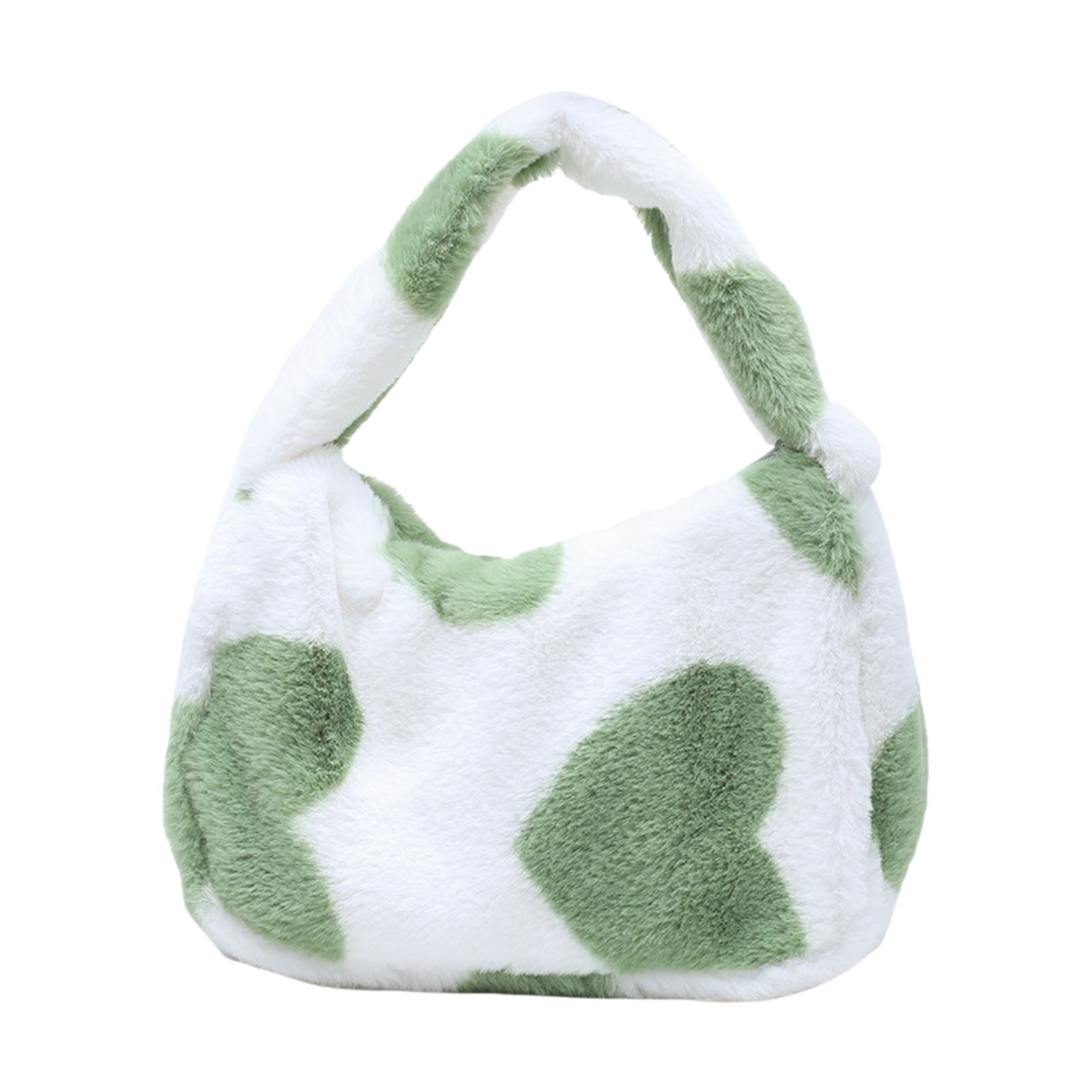 Viugreum Fluffy Women Handbag Kawaii Purse Bag w/Pull Through Zipper