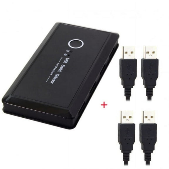 Xiwai Hub KVM USB 2.0 Switch Selector 2 Port PCs Sharing 4 Devices for Keyboard Mouse Scanner Printer