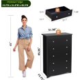 thumbnail image 3 of XgoodX Wood Dresser with 5 Drawers, Black Wooden Storage Cabinet, Organizer Drawers for Bedroom, Living Room, Hallway, Measuring 15.75" W * 31.50" D * 45.35" H, 3 of 11