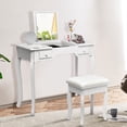 thumbnail image 3 of Costway Dressing Table Vanity Set Mirrored  bathroom W/ Stool Table Desk, 3 of 10