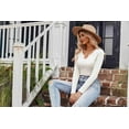 thumbnail image 3 of Zeagoo Womens Tops Long Sleeve Shirt Casual V-Neck Rib Knit Pullover Tee Basic Solid Trendy Fall Going Out Tops Underscrub Casual Outfits, 3 of 6