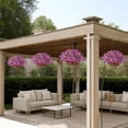 thumbnail image 5 of Artificial Hanging Flowers in Basket for Patio Garden Porch Deck Spring Decoration, Artificial Daisy Arrangement,Fake Plants in inch Coconut Lining Basket for Outdoor/Indoor(Purple), 5 of 5