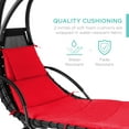 thumbnail image 5 of Best Choice Products Hanging Curved Chaise Lounge Chair Swing for Backyard, Patio w/ Pillow, Shade, Stand - Red, 5 of 9